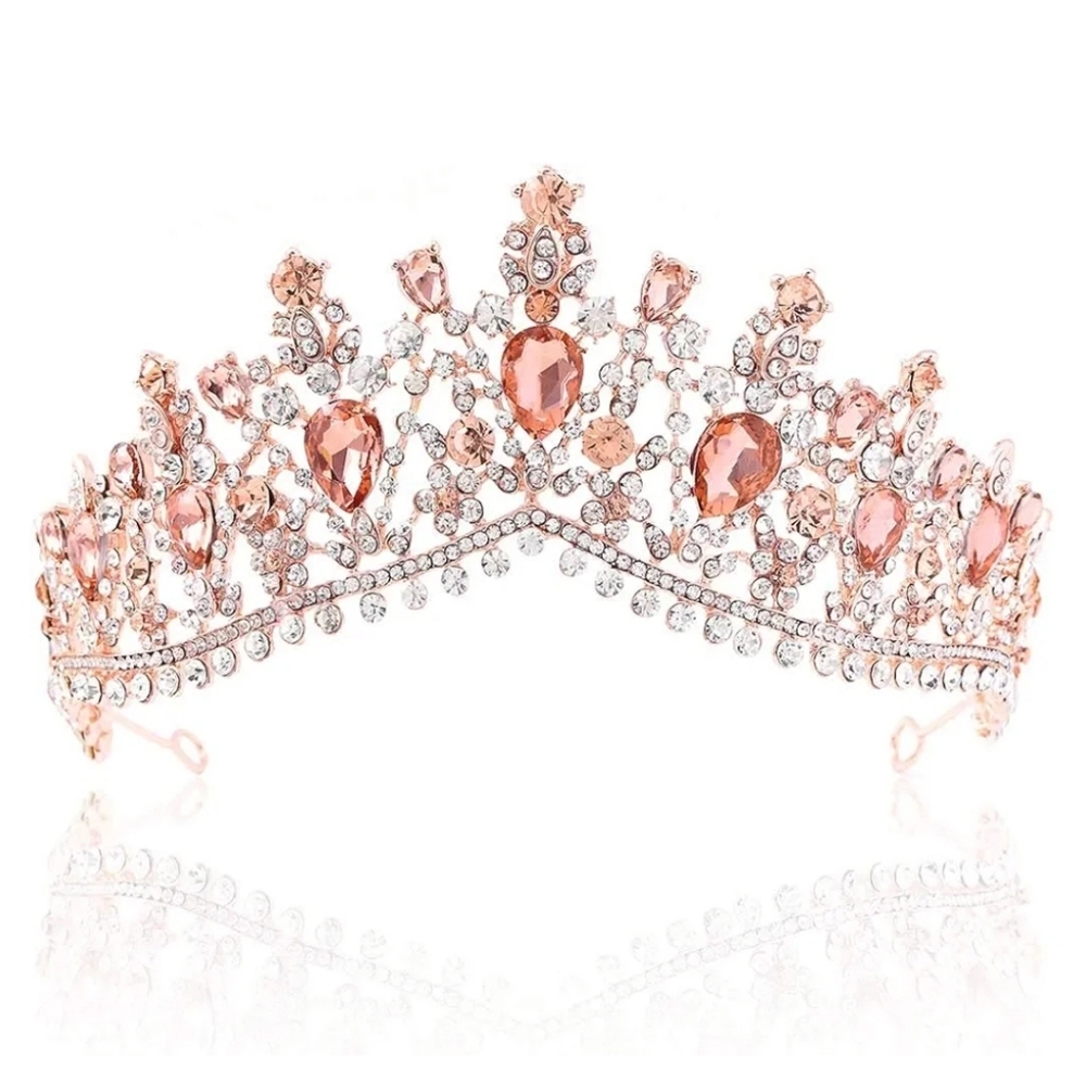 SWEETV Genesis Rose Gold Costume Bridal Pagent Adult Tiara NIB